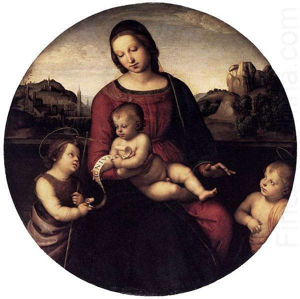 Maria mit Christuskind und zwei Heiligen, Tondo, RAFFAELLO Sanzio